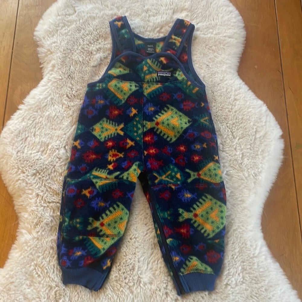 Patagonia fleece baby synchilla overalls 6-9 months